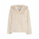 Giacca in pelliccia ecologica con cappuccio beige