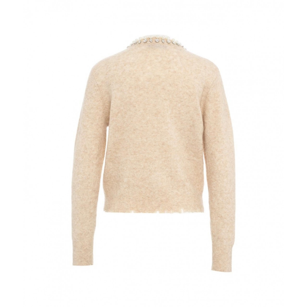 Cardigan con perle marrone chiaro