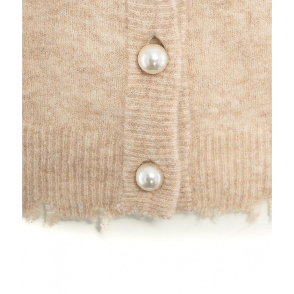 Cardigan con perle marrone chiaro