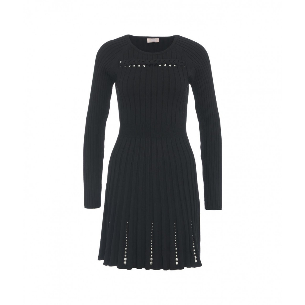 Abito in maglia con borchie nero