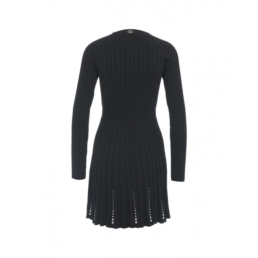 Abito in maglia con borchie nero
