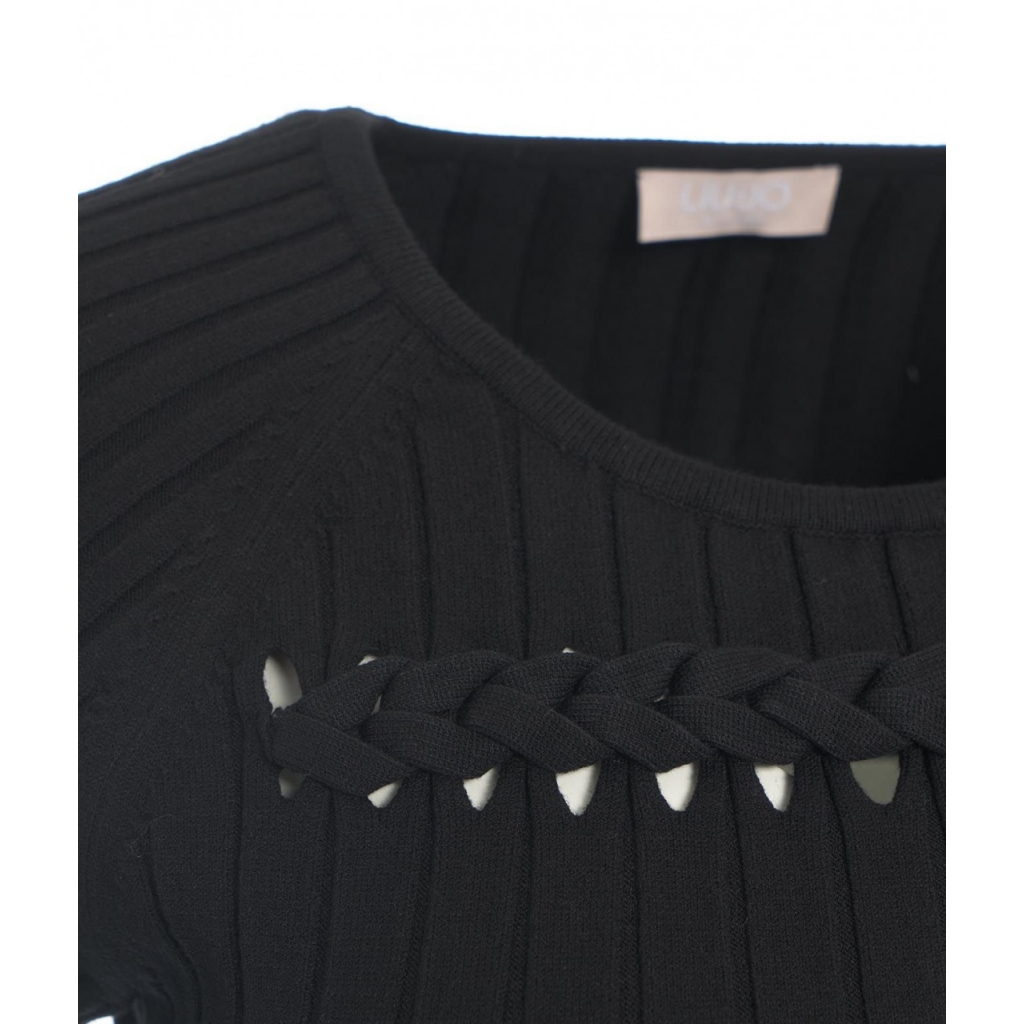Abito in maglia con borchie nero