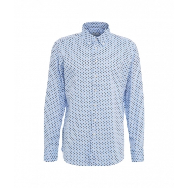 Camicia button-down con stampa floreale blu