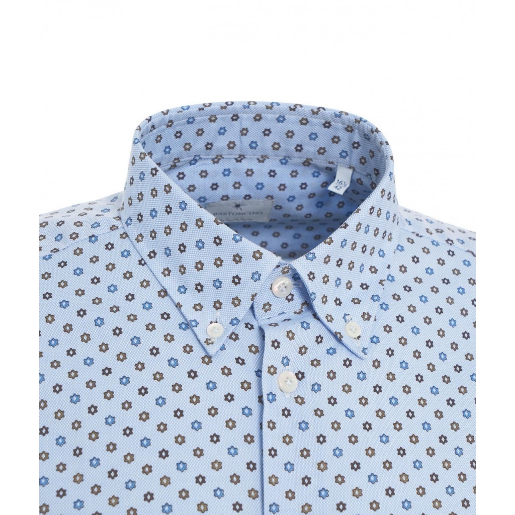 Camicia button-down con stampa floreale blu