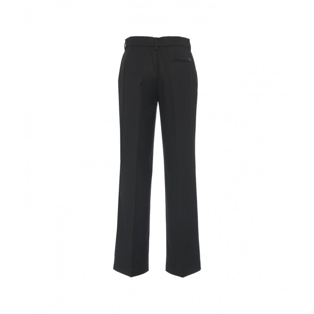 Pantaloni chino in twill con strass nero
