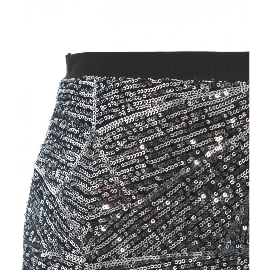 Gonna a tubino con paillettes nero