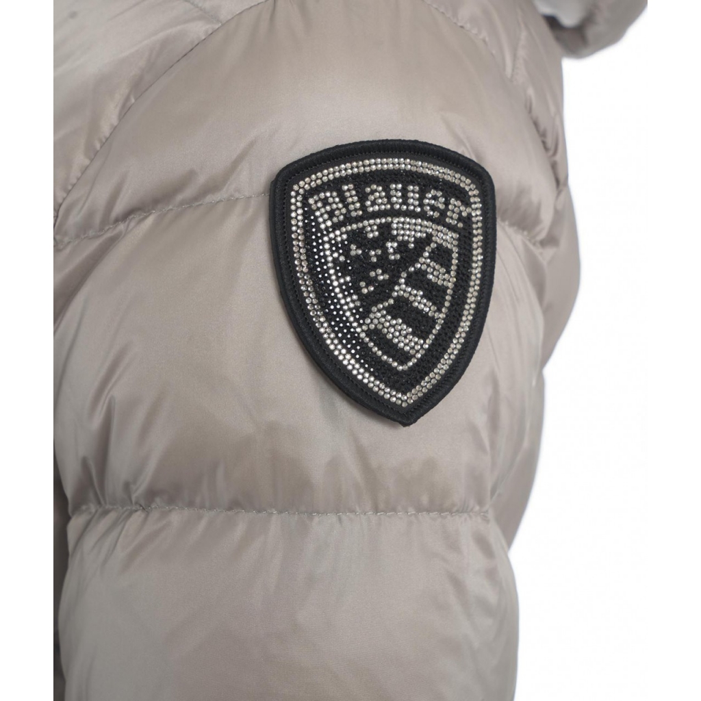 Cappotto trapuntato in piuma argento
