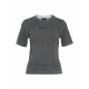 Geripptes T-Shirt mit Logoschriftzug Grau
