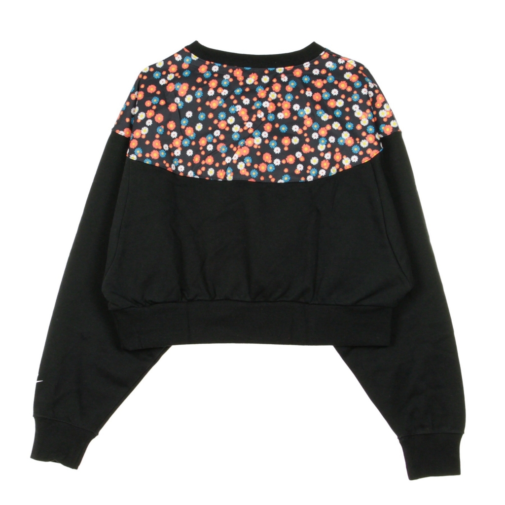 felpa leggera girocollo corta donna heritage crew floreal BLACK/LASER BLUE