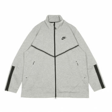 felpa leggera collo alto donna sportswear tech fleece long DK GREY HEATHER/BLACK