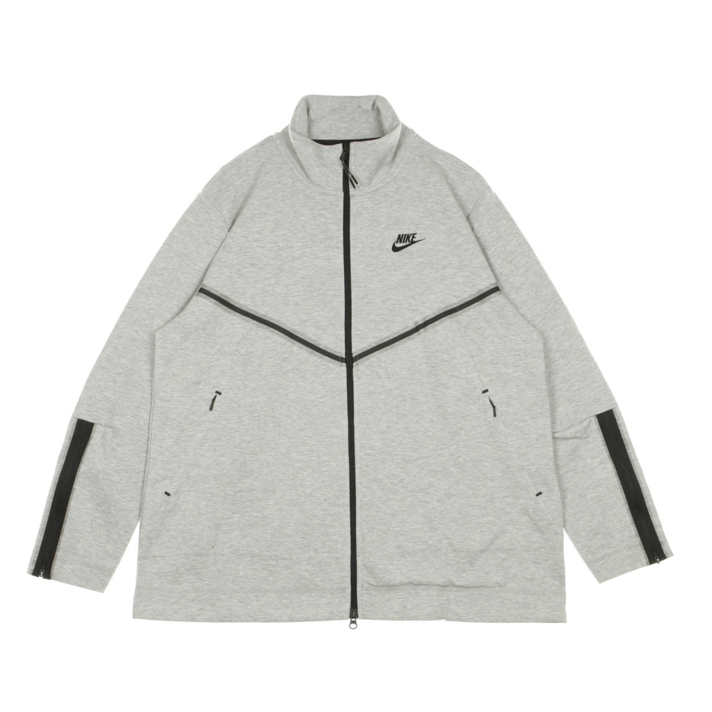 felpa leggera collo alto donna sportswear tech fleece long DK GREY HEATHER/BLACK
