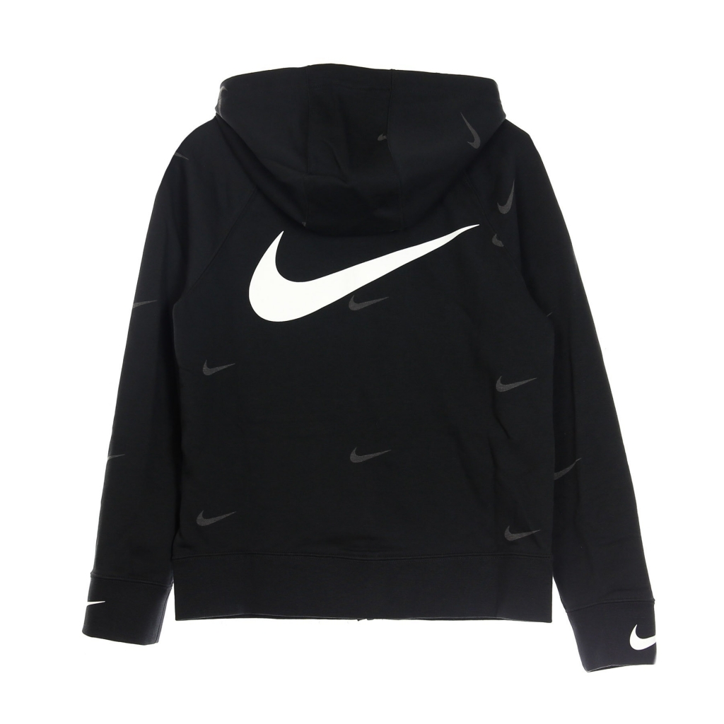 felpa leggera cappuccio zip ragazzo sportswear swoosh fleece BLACK/BLACK/WHITE