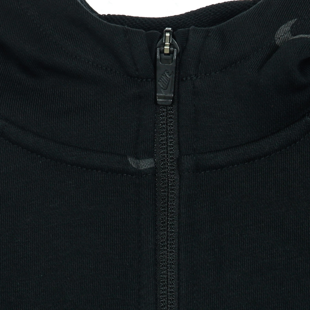 felpa leggera cappuccio zip ragazzo sportswear swoosh fleece BLACK/BLACK/WHITE