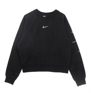 felpa leggera girocollo donna sportswear swoosh crew BLACK/WHITE