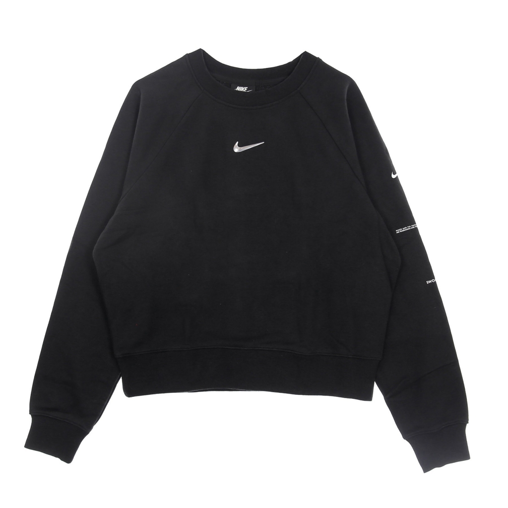 felpa leggera girocollo donna sportswear swoosh crew BLACK/WHITE