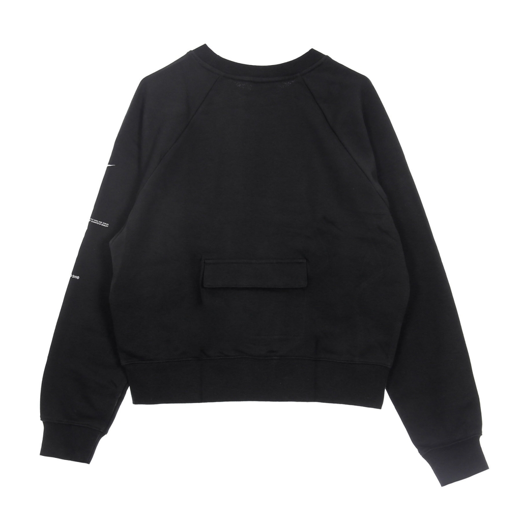 felpa leggera girocollo donna sportswear swoosh crew BLACK/WHITE