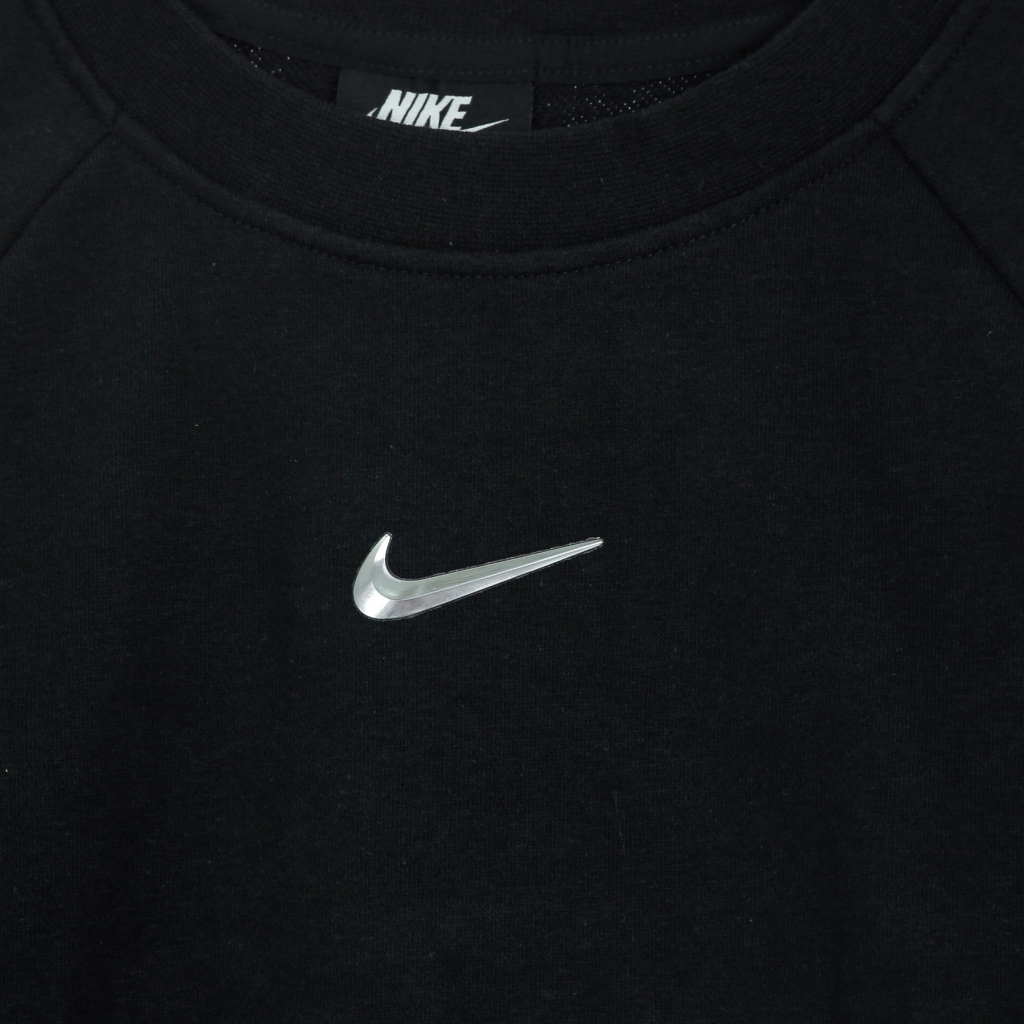 felpa leggera girocollo donna sportswear swoosh crew BLACK/WHITE