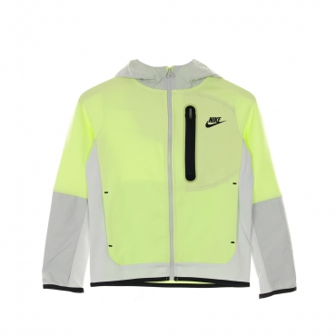 felpa leggera cappuccio zip bambino b sportswear tech fleece full-zip woven hoodie mix LT LIQUID LIME/PHOTON DUST/BLACK