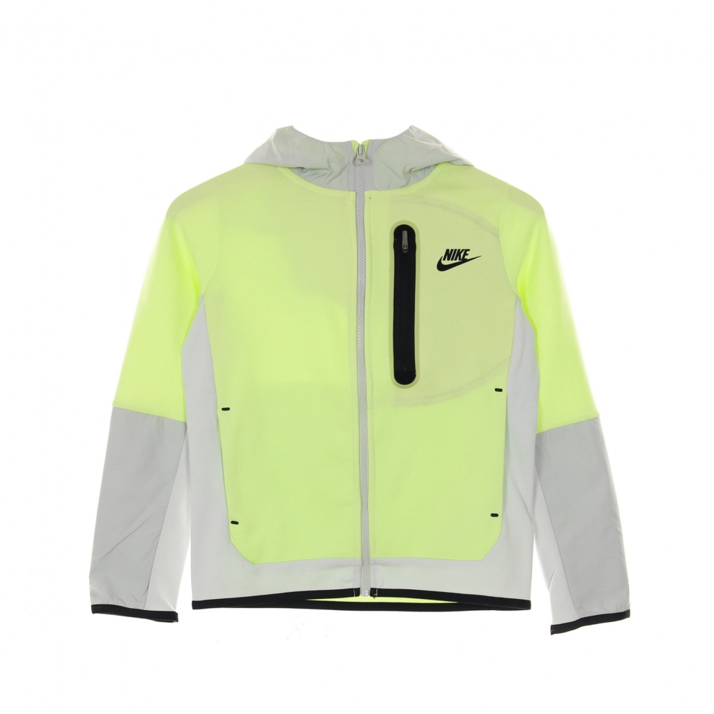 felpa leggera cappuccio zip bambino b sportswear tech fleece full-zip woven hoodie mix LT LIQUID LIME/PHOTON DUST/BLACK