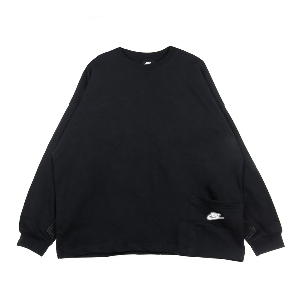felpa leggera girocollo donna w sportswear crew earth day french terry BLACK/WHITE