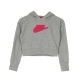 felpa leggera cappuccio corta bambino air hoodie crop CARBON HEATHER/FIREBERRY/FIREBERRY