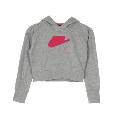 felpa leggera cappuccio corta bambino air hoodie crop CARBON HEATHER/FIREBERRY/FIREBERRY