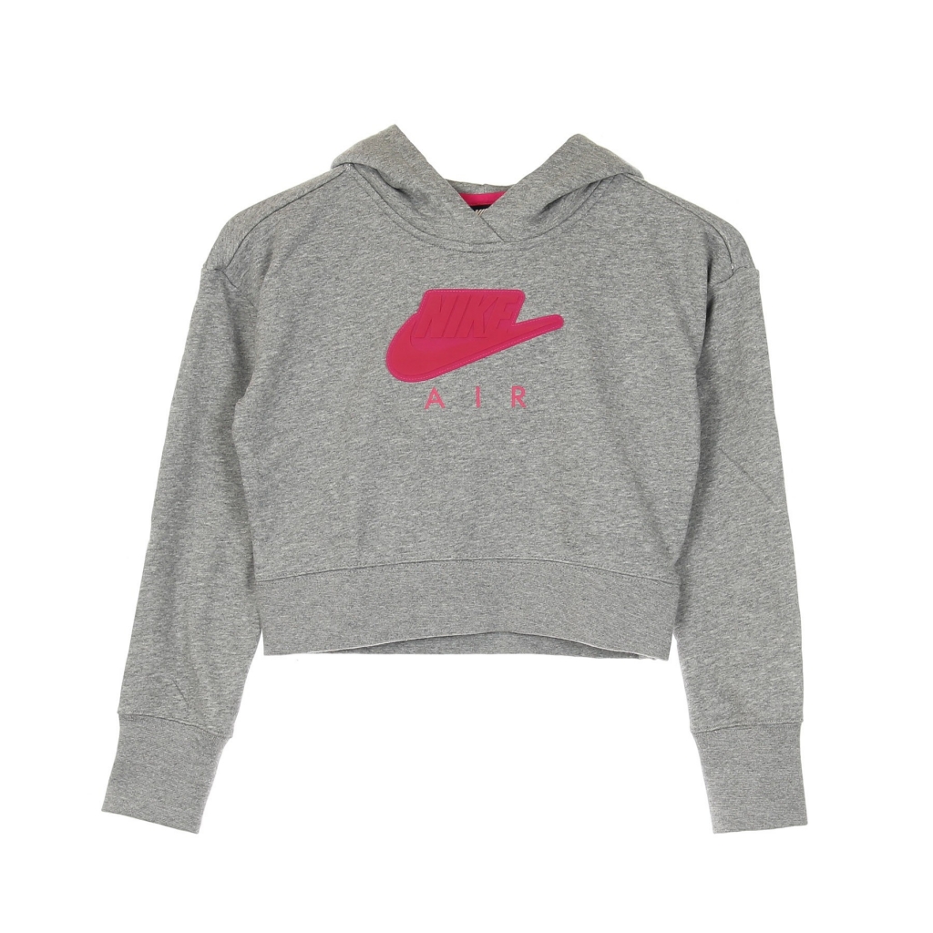 felpa leggera cappuccio corta bambino air hoodie crop CARBON HEATHER/FIREBERRY/FIREBERRY
