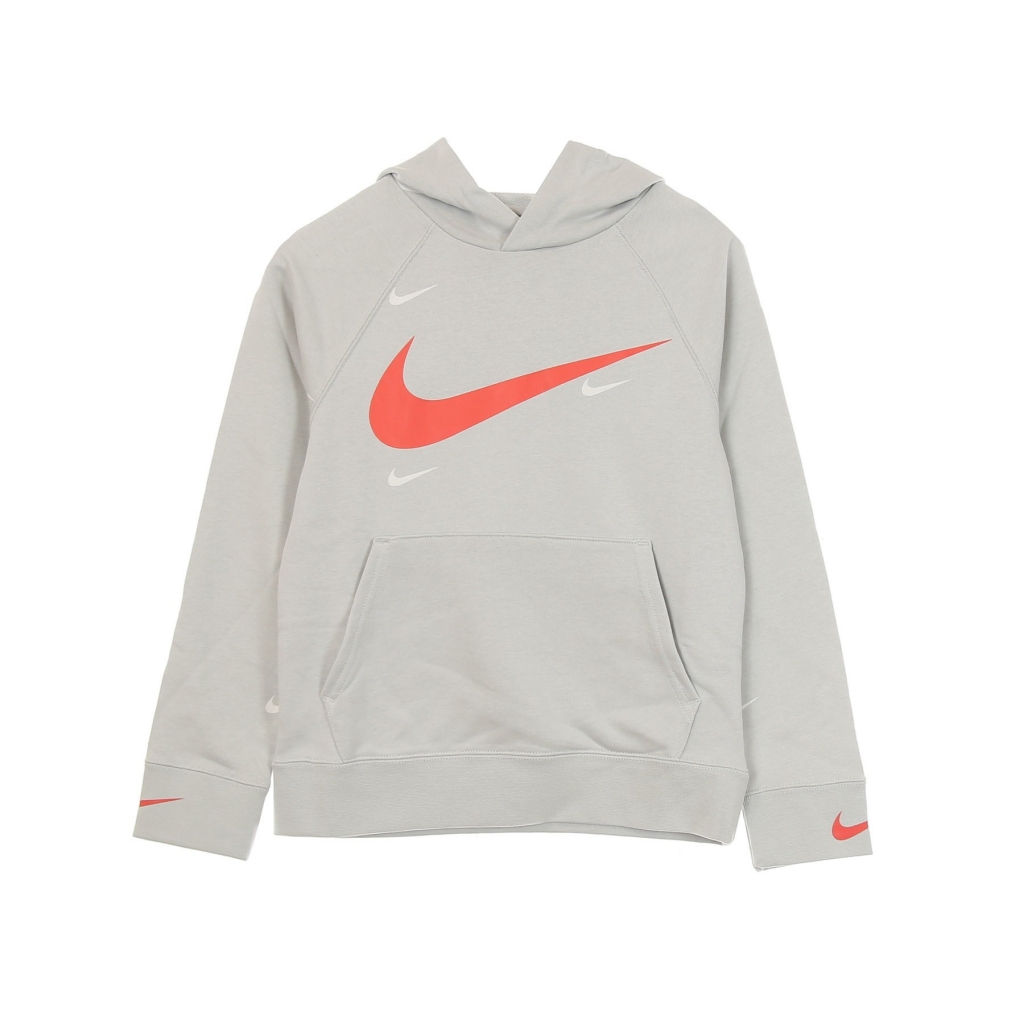 felpa leggera cappuccio bambino b sportswear fleece swoosh hooded pullover GREY FOG/INFRARED 23