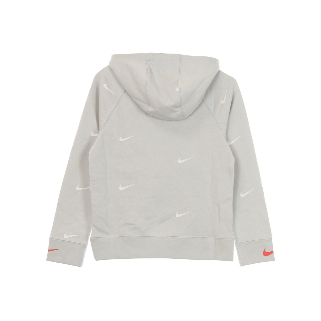 felpa leggera cappuccio bambino b sportswear fleece swoosh hooded pullover GREY FOG/INFRARED 23