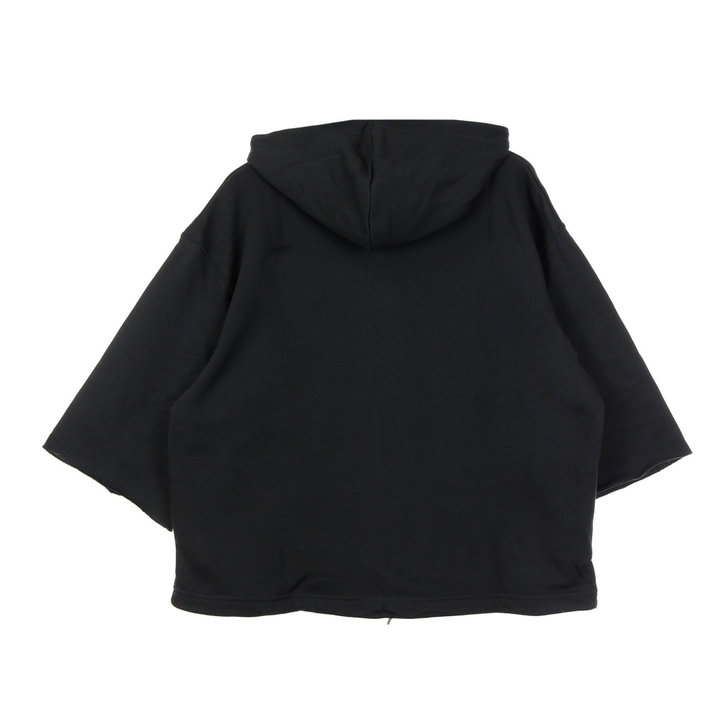 felpa leggera cappuccio manica corta donna w icon clash short sleeve hoodie french terry BLACK/DK SMOKE GREY