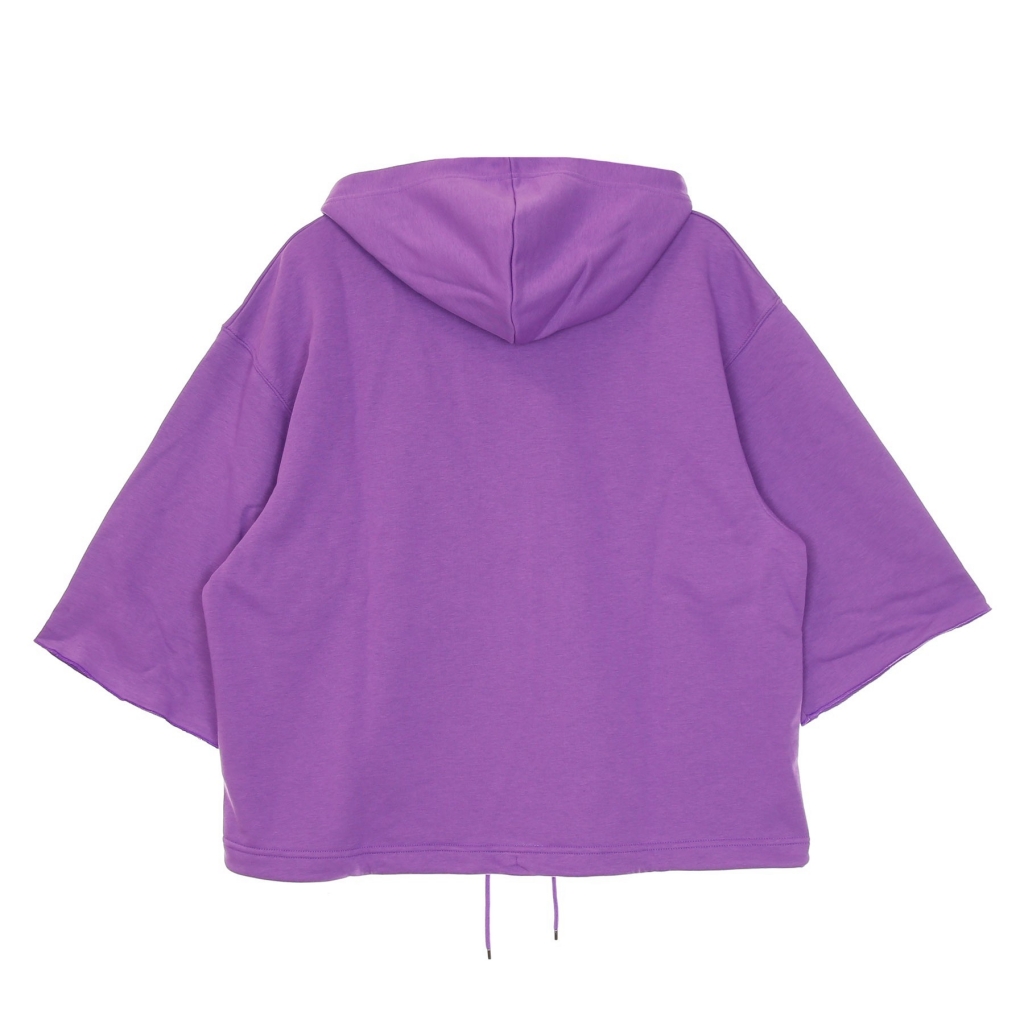 felpa leggera cappuccio manica corta donna w icon clash short sleeve hoodie french terry WILD BERRY/PURPLE STARDUST