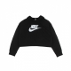 felpa leggera cappuccio ragazzo sportswear club french terry crop hoodie hybrid BLACK/WHITE