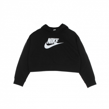 felpa leggera cappuccio ragazzo sportswear club french terry crop hoodie hybrid BLACK/WHITE