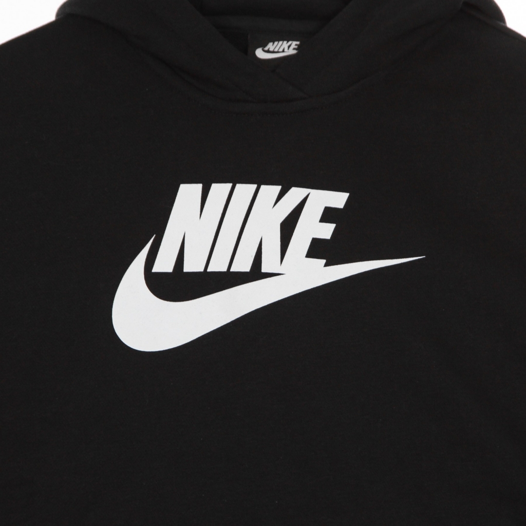felpa leggera cappuccio ragazzo sportswear club french terry crop hoodie hybrid BLACK/WHITE