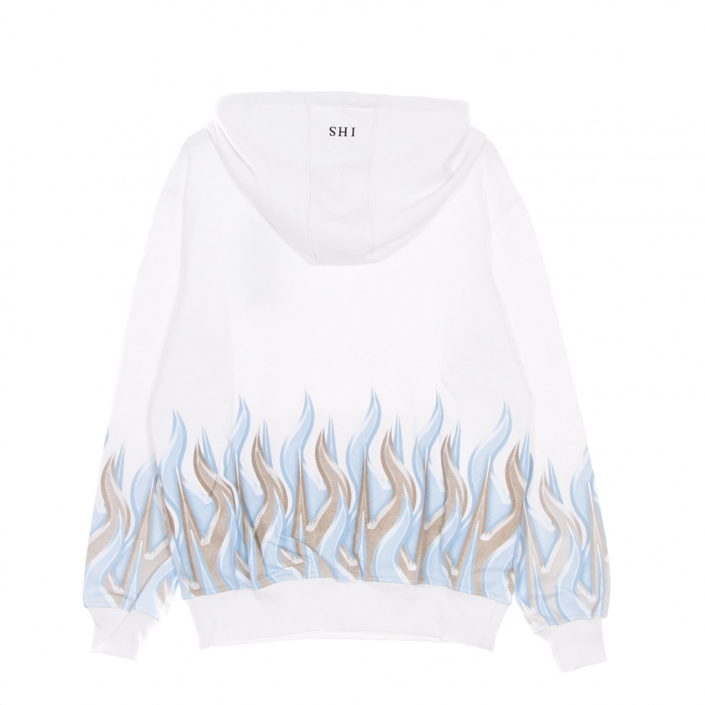 felpa leggera cappuccio uomo new flames hoodie WHITE