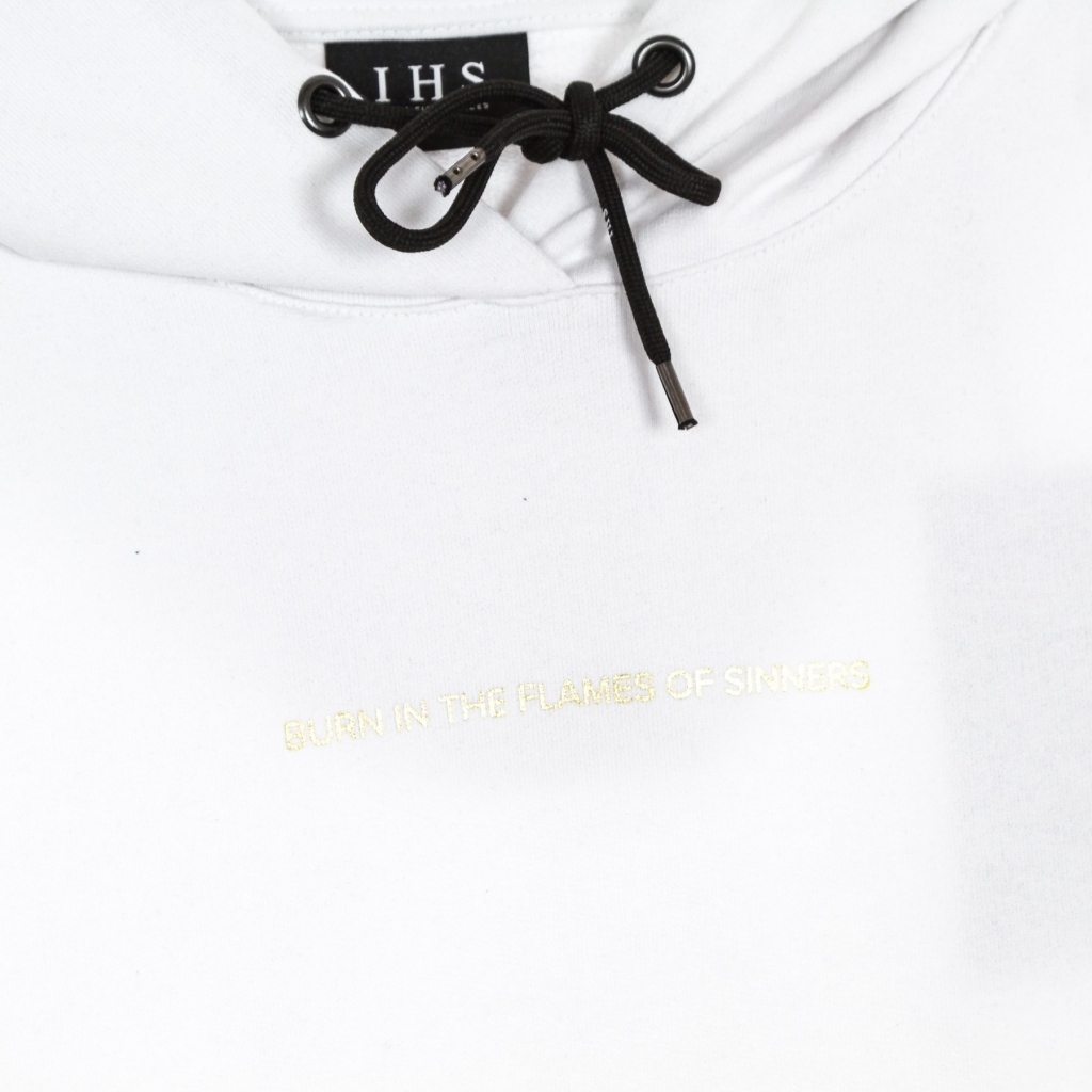 felpa leggera cappuccio uomo new flames hoodie WHITE