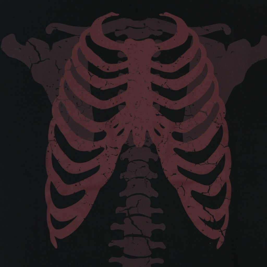 maglietta uomo skeleton print tee BLACK/RED