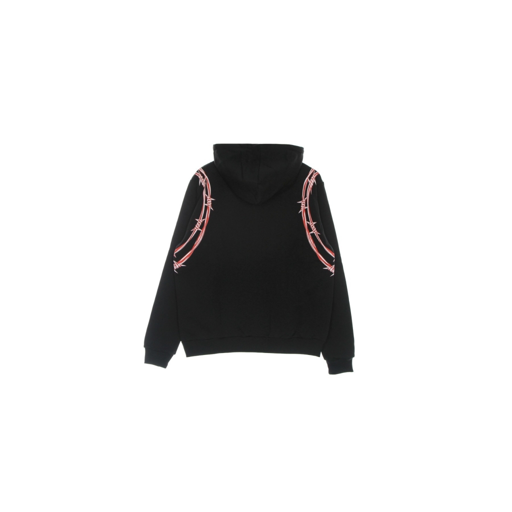 felpa leggera cappuccio uomo barbed wire print hoodie BLACK/RED