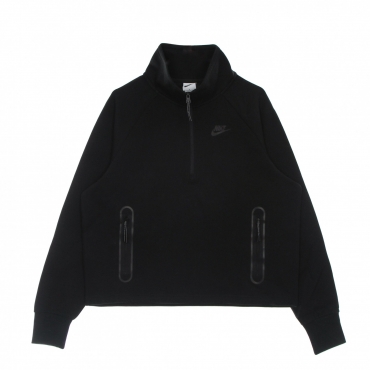 felpa leggera collo alto donna sportswear tech fleece 1/4-zip top BLACK/BLACK