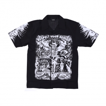 camicia manica corta uomo respect your demon bowling shirt BLACK