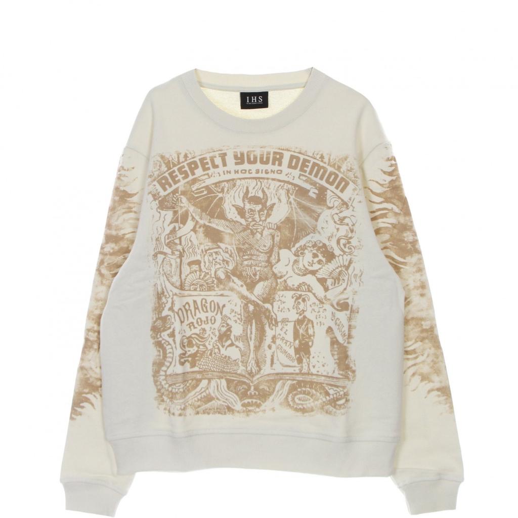 felpa leggera girocollo uomo respect your demon sweatshirt NATURAL