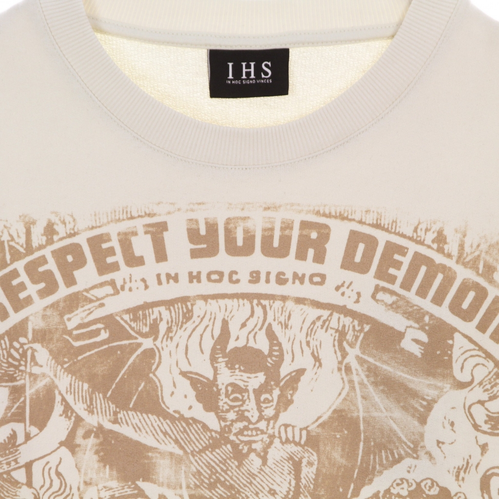 felpa leggera girocollo uomo respect your demon sweatshirt NATURAL