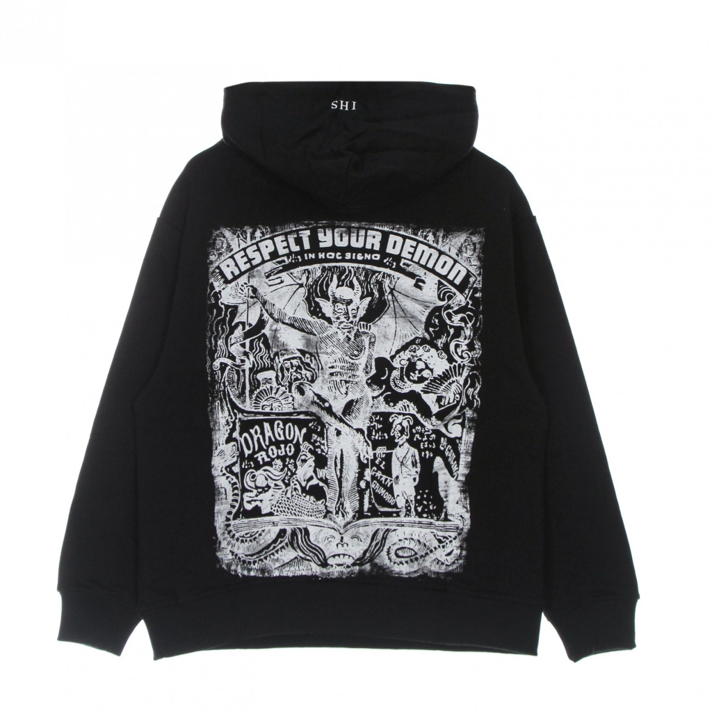 felpa leggera cappuccio uomo respect your demon basic hoodie BLACK