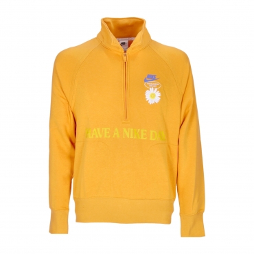 felpa leggera collo alto uomo sportswear long-sleeve mid layer top KUMQUAT/MEDIUM BLUE