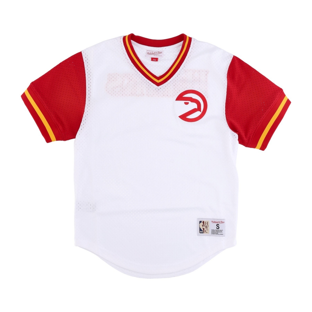 casacca uomo nba fashion mesh v-neck hardwood classics atlhaw WHITE/ORIGINAL TEAM COLORS