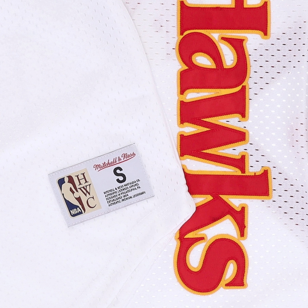 casacca uomo nba fashion mesh v-neck hardwood classics atlhaw WHITE/ORIGINAL TEAM COLORS