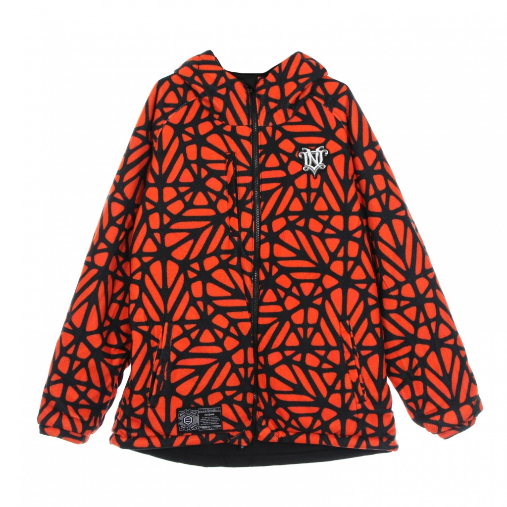 giubbotto uomo bosco pattern jacket hoodie zip BLACK/RED