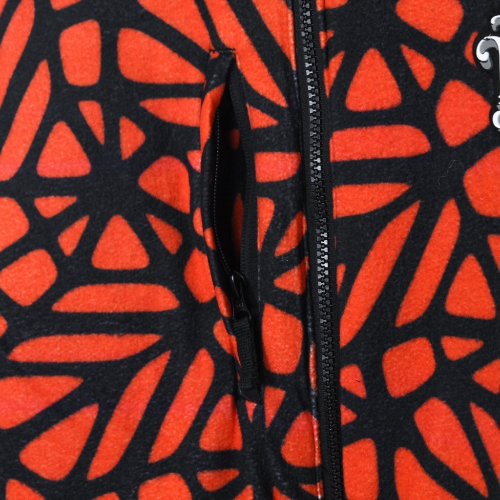giubbotto uomo bosco pattern jacket hoodie zip BLACK/RED