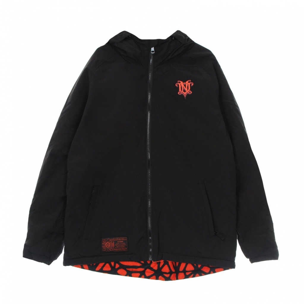 giubbotto uomo bosco pattern jacket hoodie zip BLACK/RED