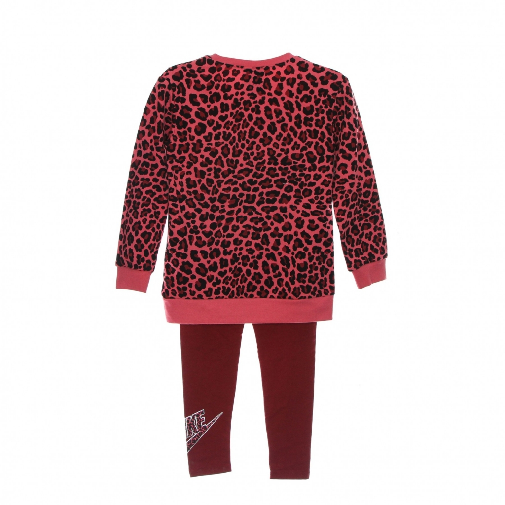 completo tuta bambina fleece crew legging set POMEGRANATE